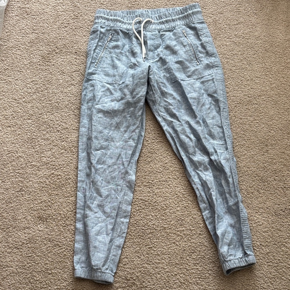Athleta Women’s Linen Blue Gray Joggers size 4